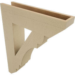 Ekena Millwork - BKTUR055X24X32OLY06RCPR - Timberthane Faux Wood Olympic Style Bracket, Slat Ends, 5 1/2"W x 24"D x 32"H, Primed Tan