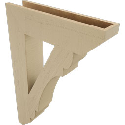 Ekena Millwork - BKTUR055X24X36OLY06RCPR - Timberthane Faux Wood Olympic Style Bracket, Slat Ends, 5 1/2"W x 24"D x 36"H, Primed Tan