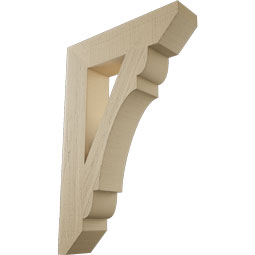 Ekena Millwork - BKTUR055X24X36OLY06RCPR - Timberthane Faux Wood Olympic Style Bracket, Slat Ends, 5 1/2"W x 24"D x 36"H, Primed Tan