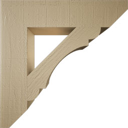 Ekena Millwork - BKTUR055X26X26OLY06RCPR - Timberthane Faux Wood Olympic Style Bracket, Slat Ends, 5 1/2"W x 26"D x 26"H, Primed Tan