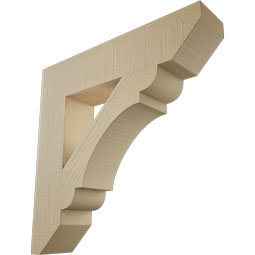 Ekena Millwork - BKTUR055X26X26OLY06RCPR - Timberthane Faux Wood Olympic Style Bracket, Slat Ends, 5 1/2"W x 26"D x 26"H, Primed Tan