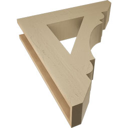 Ekena Millwork - BKTUR055X26X30OLY06RCPR - Timberthane Faux Wood Olympic Style Bracket, Slat Ends, 5 1/2"W x 26"D x 30"H, Primed Tan
