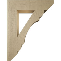 Ekena Millwork - BKTUR055X26X34OLY06RCPR - Timberthane Faux Wood Olympic Style Bracket, Slat Ends, 5 1/2"W x 26"D x 34"H, Primed Tan