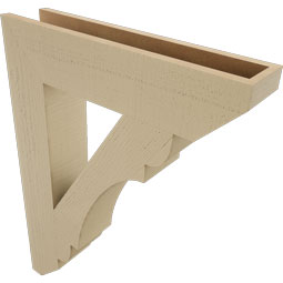 Ekena Millwork - BKTUR055X26X34OLY06RCPR - Timberthane Faux Wood Olympic Style Bracket, Slat Ends, 5 1/2"W x 26"D x 34"H, Primed Tan