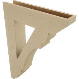Ekena Millwork - BKTUR055X26X38OLY06RCPR - Timberthane Faux Wood Olympic Style Bracket, Slat Ends, 5 1/2"W x 26"D x 38"H, Primed Tan