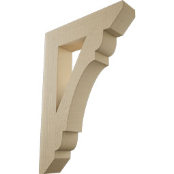 Ekena Millwork - BKTUR055X26X38OLY06RCPR - Timberthane Faux Wood Olympic Style Bracket, Slat Ends, 5 1/2"W x 26"D x 38"H, Primed Tan