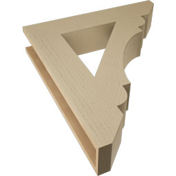 Ekena Millwork - BKTUR055X28X32OLY06RCPR - Timberthane Faux Wood Olympic Style Bracket, Slat Ends, 5 1/2"W x 28"D x 32"H, Primed Tan