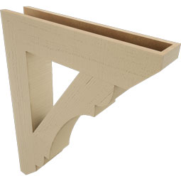 Ekena Millwork - BKTUR055X28X36OLY06RCPR - Timberthane Faux Wood Olympic Style Bracket, Slat Ends, 5 1/2"W x 28"D x 36"H, Primed Tan