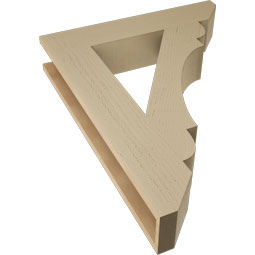 Ekena Millwork - BKTUR055X28X36OLY06RCPR - Timberthane Faux Wood Olympic Style Bracket, Slat Ends, 5 1/2"W x 28"D x 36"H, Primed Tan