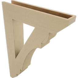 Ekena Millwork - BKTUR055X28X40OLY06RCPR - Timberthane Faux Wood Olympic Style Bracket, Slat Ends, 5 1/2"W x 28"D x 40"H, Primed Tan