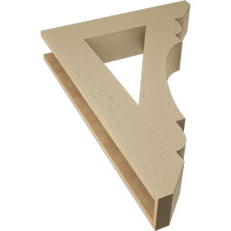 Ekena Millwork - BKTUR055X28X40OLY06RCPR - Timberthane Faux Wood Olympic Style Bracket, Slat Ends, 5 1/2"W x 28"D x 40"H, Primed Tan