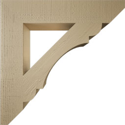 Ekena Millwork - BKTUR055X30X30OLY06RCPR - Timberthane Faux Wood Olympic Style Bracket, Slat Ends, 5 1/2"W x 30"D x 30"H, Primed Tan
