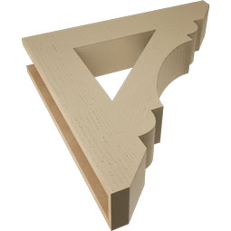 Ekena Millwork - BKTUR055X30X30OLY06RCPR - Timberthane Faux Wood Olympic Style Bracket, Slat Ends, 5 1/2"W x 30"D x 30"H, Primed Tan