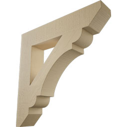 Ekena Millwork - BKTUR055X30X30OLY06RCPR - Timberthane Faux Wood Olympic Style Bracket, Slat Ends, 5 1/2"W x 30"D x 30"H, Primed Tan