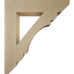 Ekena Millwork - BKTUR055X30X34OLY06RCPR - Timberthane Faux Wood Olympic Style Bracket, Slat Ends, 5 1/2"W x 30"D x 34"H, Primed Tan