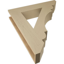Ekena Millwork - BKTUR055X30X34OLY06RCPR - Timberthane Faux Wood Olympic Style Bracket, Slat Ends, 5 1/2"W x 30"D x 34"H, Primed Tan