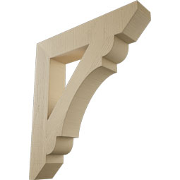 Ekena Millwork - BKTUR055X30X34OLY06RCPR - Timberthane Faux Wood Olympic Style Bracket, Slat Ends, 5 1/2"W x 30"D x 34"H, Primed Tan