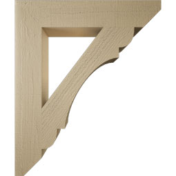 Ekena Millwork - BKTUR055X30X36OLY06RCPR - Timberthane Faux Wood Olympic Style Bracket, Slat Ends, 5 1/2"W x 30"D x 36"H, Primed Tan