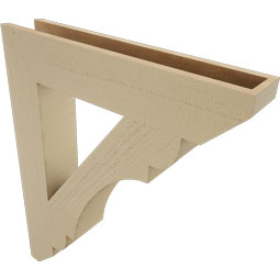 Ekena Millwork - BKTUR055X30X36OLY06RCPR - Timberthane Faux Wood Olympic Style Bracket, Slat Ends, 5 1/2"W x 30"D x 36"H, Primed Tan