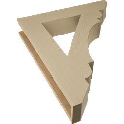 Ekena Millwork - BKTUR055X30X36OLY06RCPR - Timberthane Faux Wood Olympic Style Bracket, Slat Ends, 5 1/2"W x 30"D x 36"H, Primed Tan