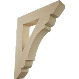 Ekena Millwork - BKTUR055X30X36OLY06RCPR - Timberthane Faux Wood Olympic Style Bracket, Slat Ends, 5 1/2"W x 30"D x 36"H, Primed Tan