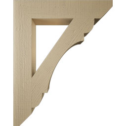 Ekena Millwork - BKTUR055X30X38OLY06RCPR - Timberthane Faux Wood Olympic Style Bracket, Slat Ends, 5 1/2"W x 30"D x 38"H, Primed Tan