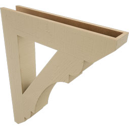 Ekena Millwork - BKTUR055X30X38OLY06RCPR - Timberthane Faux Wood Olympic Style Bracket, Slat Ends, 5 1/2"W x 30"D x 38"H, Primed Tan
