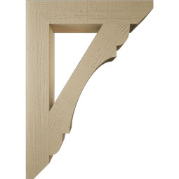 Ekena Millwork - BKTUR055X30X42OLY06RCPR - Timberthane Faux Wood Olympic Style Bracket, Slat Ends, 5 1/2"W x 30"D x 42"H, Primed Tan