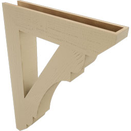 Ekena Millwork - BKTUR055X30X42OLY06RCPR - Timberthane Faux Wood Olympic Style Bracket, Slat Ends, 5 1/2"W x 30"D x 42"H, Primed Tan