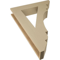 Ekena Millwork - BKTUR055X30X42OLY06RCPR - Timberthane Faux Wood Olympic Style Bracket, Slat Ends, 5 1/2"W x 30"D x 42"H, Primed Tan