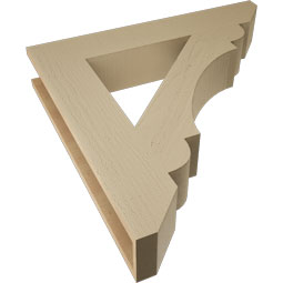 Ekena Millwork - BKTUR055X32X32OLY06RCPR - Timberthane Faux Wood Olympic Style Bracket, Slat Ends, 5 1/2"W x 32"D x 32"H, Primed Tan