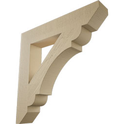 Ekena Millwork - BKTUR055X32X32OLY06RCPR - Timberthane Faux Wood Olympic Style Bracket, Slat Ends, 5 1/2"W x 32"D x 32"H, Primed Tan