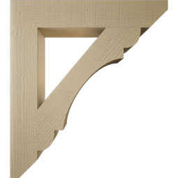 Ekena Millwork - BKTUR055X32X36OLY06RCPR - Timberthane Faux Wood Olympic Style Bracket, Slat Ends, 5 1/2"W x 32"D x 36"H, Primed Tan