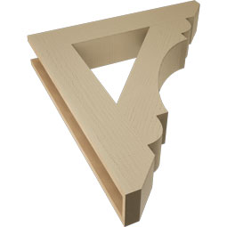 Ekena Millwork - BKTUR055X32X36OLY06RCPR - Timberthane Faux Wood Olympic Style Bracket, Slat Ends, 5 1/2"W x 32"D x 36"H, Primed Tan