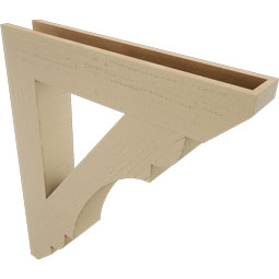 Ekena Millwork - BKTUR055X32X38OLY06RCPR - Timberthane Faux Wood Olympic Style Bracket, Slat Ends, 5 1/2"W x 32"D x 38"H, Primed Tan