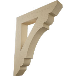 Ekena Millwork - BKTUR055X32X38OLY06RCPR - Timberthane Faux Wood Olympic Style Bracket, Slat Ends, 5 1/2"W x 32"D x 38"H, Primed Tan