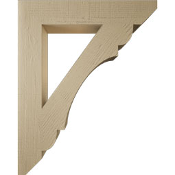 Ekena Millwork - BKTUR055X32X40OLY06RCPR - Timberthane Faux Wood Olympic Style Bracket, Slat Ends, 5 1/2"W x 32"D x 40"H, Primed Tan