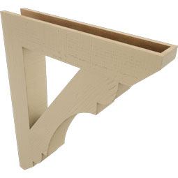 Ekena Millwork - BKTUR055X32X40OLY06RCPR - Timberthane Faux Wood Olympic Style Bracket, Slat Ends, 5 1/2"W x 32"D x 40"H, Primed Tan