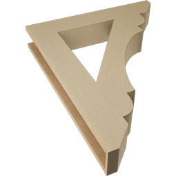 Ekena Millwork - BKTUR055X32X40OLY06RCPR - Timberthane Faux Wood Olympic Style Bracket, Slat Ends, 5 1/2"W x 32"D x 40"H, Primed Tan