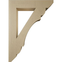 Ekena Millwork - BKTUR055X32X44OLY06RCPR - Timberthane Faux Wood Olympic Style Bracket, Slat Ends, 5 1/2"W x 32"D x 44"H, Primed Tan