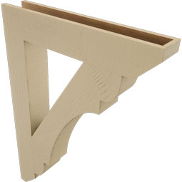 Ekena Millwork - BKTUR055X32X44OLY06RCPR - Timberthane Faux Wood Olympic Style Bracket, Slat Ends, 5 1/2"W x 32"D x 44"H, Primed Tan