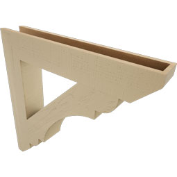Ekena Millwork - BKTUR055X34X34OLY06RCPR - Timberthane Faux Wood Olympic Style Bracket, Slat Ends, 5 1/2"W x 34"D x 34"H, Primed Tan