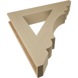 Ekena Millwork - BKTUR055X34X34OLY06RCPR - Timberthane Faux Wood Olympic Style Bracket, Slat Ends, 5 1/2"W x 34"D x 34"H, Primed Tan
