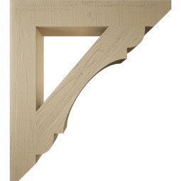 Ekena Millwork - BKTUR055X34X38OLY06RCPR - Timberthane Faux Wood Olympic Style Bracket, Slat Ends, 5 1/2"W x 34"D x 38"H, Primed Tan