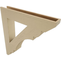 Ekena Millwork - BKTUR055X34X38OLY06RCPR - Timberthane Faux Wood Olympic Style Bracket, Slat Ends, 5 1/2"W x 34"D x 38"H, Primed Tan