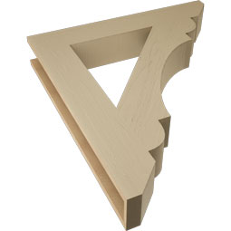 Ekena Millwork - BKTUR055X34X38OLY06RCPR - Timberthane Faux Wood Olympic Style Bracket, Slat Ends, 5 1/2"W x 34"D x 38"H, Primed Tan