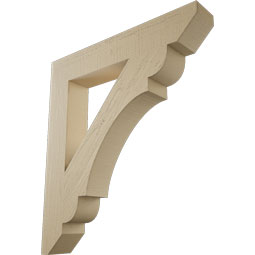 Ekena Millwork - BKTUR055X34X38OLY06RCPR - Timberthane Faux Wood Olympic Style Bracket, Slat Ends, 5 1/2"W x 34"D x 38"H, Primed Tan