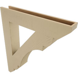 Ekena Millwork - BKTUR055X34X40OLY06RCPR - Timberthane Faux Wood Olympic Style Bracket, Slat Ends, 5 1/2"W x 34"D x 40"H, Primed Tan