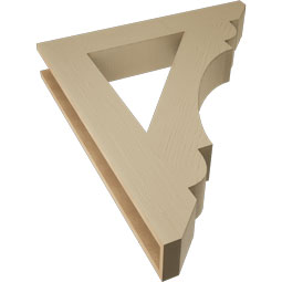 Ekena Millwork - BKTUR055X34X40OLY06RCPR - Timberthane Faux Wood Olympic Style Bracket, Slat Ends, 5 1/2"W x 34"D x 40"H, Primed Tan