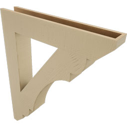 Ekena Millwork - BKTUR055X34X42OLY06RCPR - Timberthane Faux Wood Olympic Style Bracket, Slat Ends, 5 1/2"W x 34"D x 42"H, Primed Tan